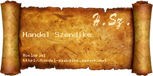 Handel Szendike névjegykártya